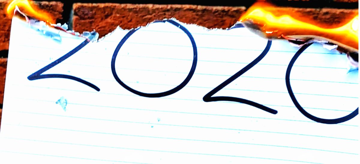 Burning 2020 sign